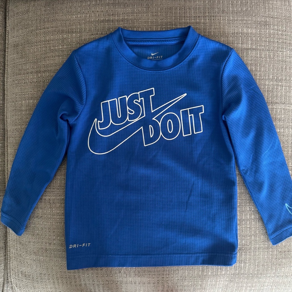 Nike Kids Dri-FIT Blue Long Sleeve Textured Tee